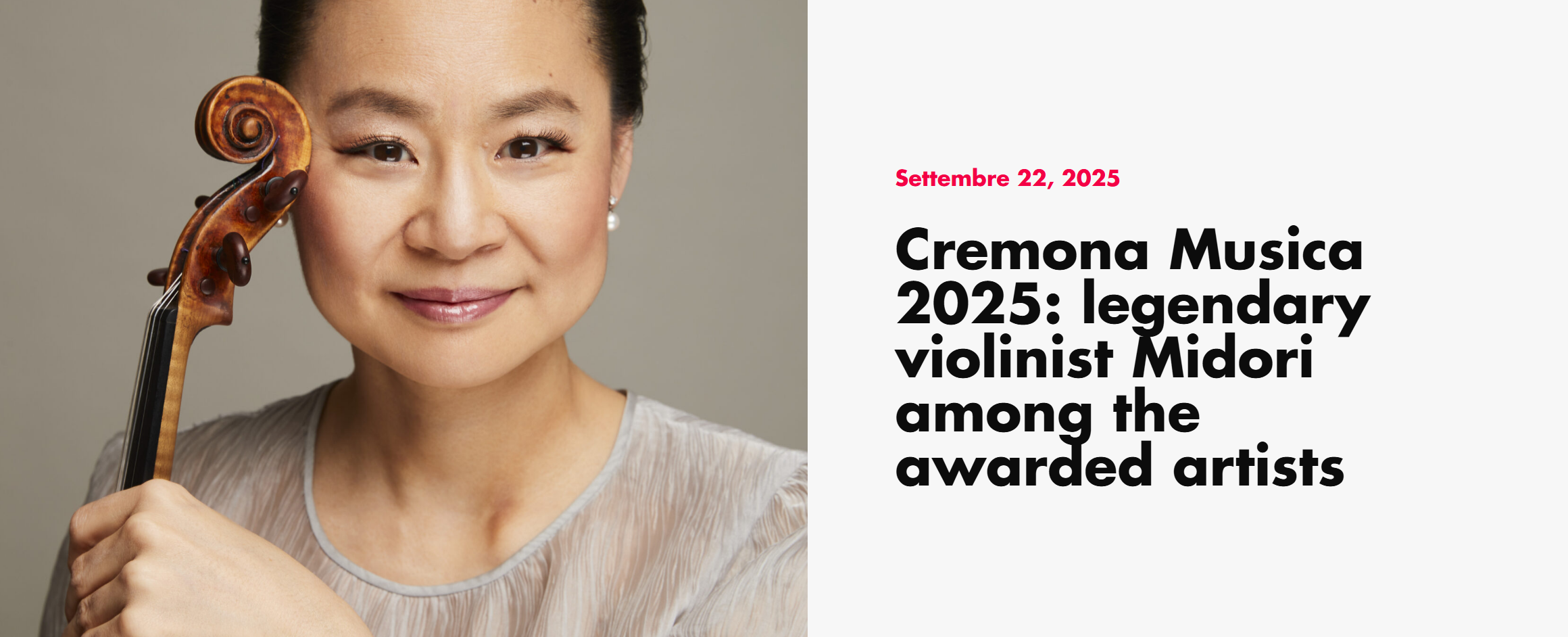 柯蒂斯/茱莉亚学院小提琴教师Midori（宓多莉）荣获 2025 年克雷莫纳​​音乐奖